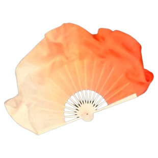心尖尖剧目扇子真丝渐变胶州秧歌扇子加丝巾橘色古典舞蹈跳舞专用
