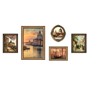 法式中古风装饰画客厅沙发背景墙挂画轻奢高级感2026新款组合壁画