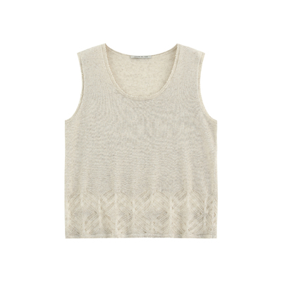 提花显瘦宽肩U领毛织背心