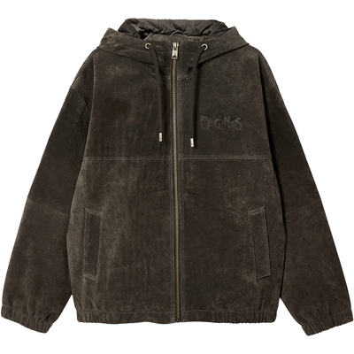 杰克琼斯男装春季皮衣抽绳连帽纯色简约字母日常百搭长袖上衣外套