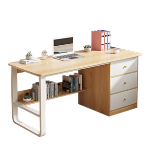 书桌书架一体电脑桌台式家用学生学习桌子卧室简易办公桌写字桌椅