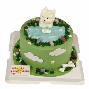 潦草小狗巧克力蛋糕装饰摆件立体黄油小熊小猪兔生日蛋糕烘培插件