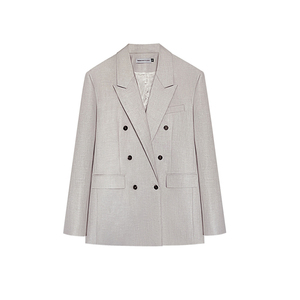 TRENDYWU 静奢新钱“伊夫”羊毛挺阔垫肩廓形经典双排扣西服外套