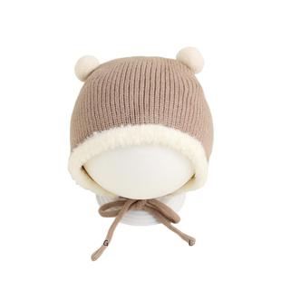 婴儿帽子秋冬款系绳防风包头帽女宝宝婴幼儿套头帽冬季保暖护耳帽