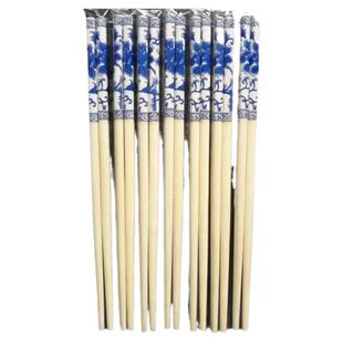 无节一次性筷子独立包装高档青花瓷碳化竹筷子家用商用火锅加长筷