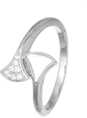 纯银扇形戒指情侣对戒贝母镶嵌钻石日韩轻奢ins时尚个性指环女生