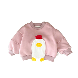 女宝宝冬季卡通卫衣套装女童韩版加厚保暖上衣婴儿可爱加绒打底裤