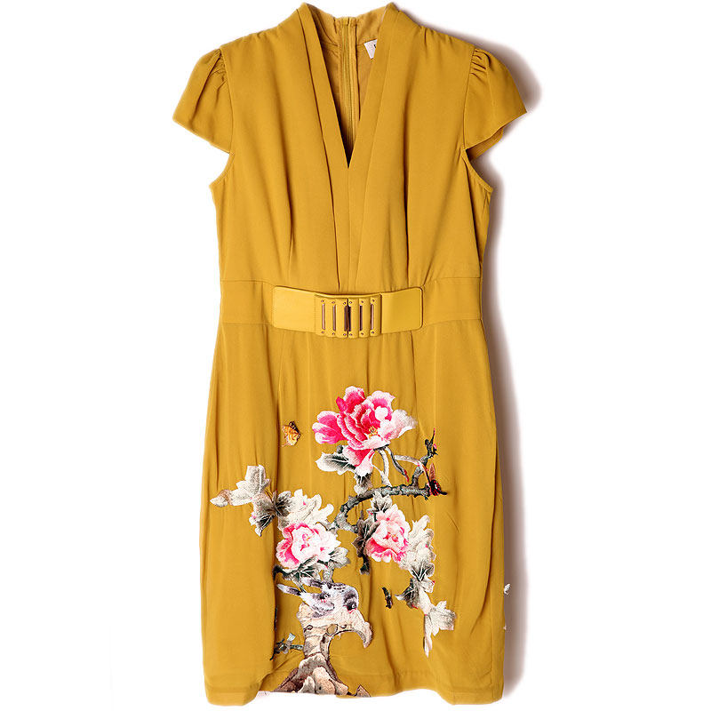 新中式连衣裙女夏安娜滕复古国风刺绣轻奢高级感修身短裙特价清仓