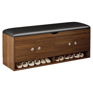 实木换鞋凳门口家用中古风入户鞋柜坐凳一体软包鞋架穿鞋凳进门凳