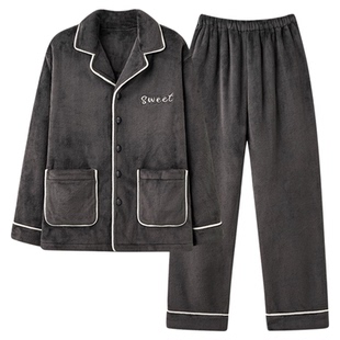 珊瑚绒睡衣男款冬季男士加绒加厚法兰绒绅士家居服秋冬款2026新款