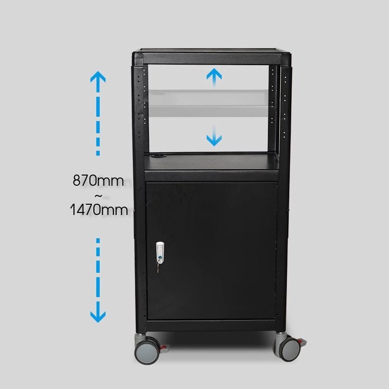 加高电脑推车机房巡查工作台多媒体设备支架投影仪带柜推车置物架