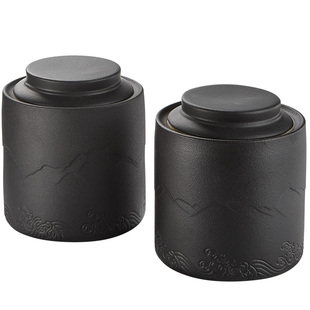 伊文陶瓷山海茶叶罐普洱茶罐密封罐家用半斤定制伴手礼送长辈朋友