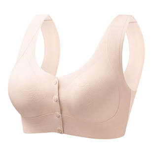 前扣妈妈内衣提拉聚拢防下垂舒适高弹不勒中老年无钢圈背心式文胸
