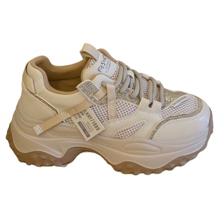 厚底老爹鞋女2026春季新款圆头系带运动鞋透气不闷脚系带休闲潮鞋