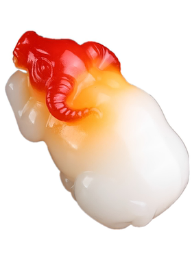 和田玉籽料精雕玉牛手把件