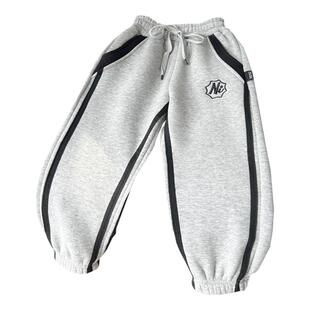 中大童一体绒绒卫裤冬季新款韩版加厚保暖运动休闲裤男宝宝棉裤子