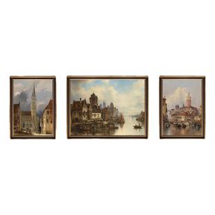 【静谧与向往】美式客厅三联画风景田园装饰画沙发背景墙挂画壁画