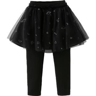 戴维贝拉女童加绒裙裤反季清仓冬装儿童网纱裙子紧身弹力打底裤子