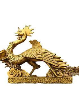 醉芒黄铜祝福龙凤呈祥中式摆件