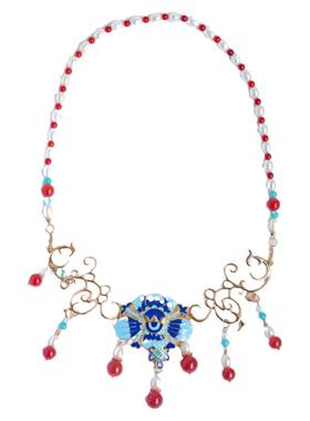 烧蓝璎珞汉服明制古装珍珠项链