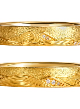 原创情侣对戒足金999黄金对戒