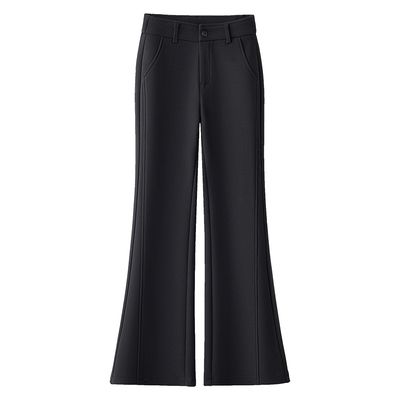 黑色超模微喇裤女秋冬高腰喇叭裤