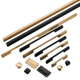 轻奢美式黑色衣柜门柜子加长拉手现代简约长条橱柜鞋柜超长门把手