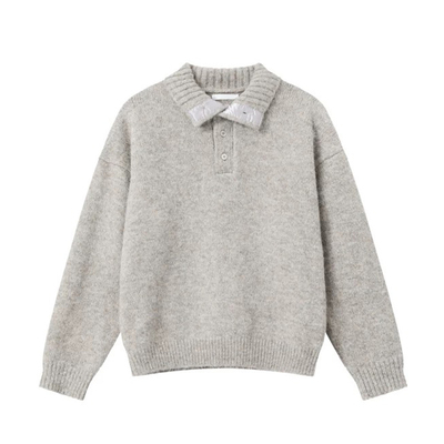 FFMR宽松涤纶高领纽扣高领