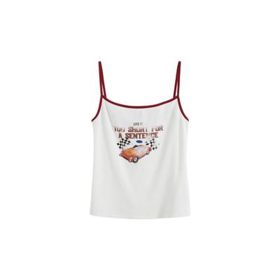 SHORTSENTENCE印花修身吊带上衣