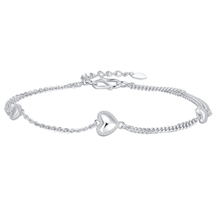 潮宏基铂雅爱心铂金手链PT950白金手饰时尚轻奢送女友妇女节礼物