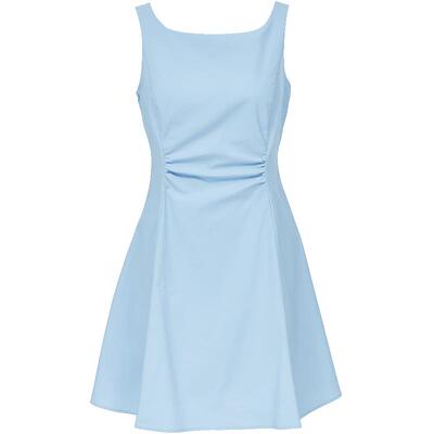 ONLY显瘦捏褶解构后领V裁连衣裙