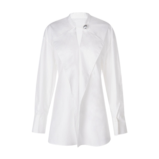 LYNEE【咏白】建筑系白衬衫女2026春新款全棉小立领宽松洋气衬衣