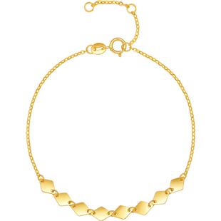 周六福18K金手链女几何手饰Au750时尚多彩金新年礼物送女友