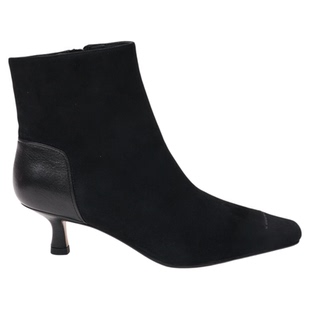 UDV细跟时装靴女2025秋季新款磨砂皮复古高跟鞋羊皮气质短靴侧拉