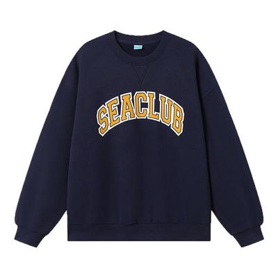 CryingCenter 复古SEACLUB字母舒适摇粒绒圆领加绒卫衣 男女款