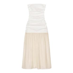 ZA外贸出口新品法式纯欲一字肩温婉风拼接抹胸迷笛连衣裙3152373