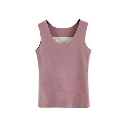 德绒背心女秋冬无痕保暖吊带内搭双面加绒加厚贴身纯棉内穿打底衫