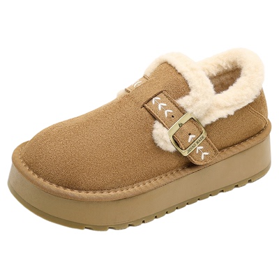 厚底5CM增高雪地靴女2025秋冬新款加绒加厚勃肯鞋保暖棉鞋毛毛鞋