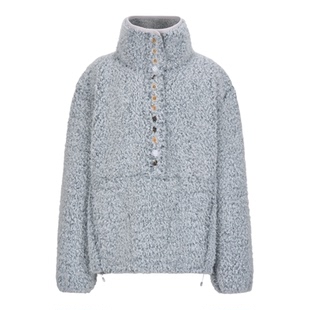 李沅禧同款faerie韩国小众品牌羊羔毛绒立领简约保暖长袖卫衣上衣