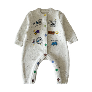 宝宝连体衣春秋款婴儿衣服小月龄春装毛衣爬爬服婴幼儿可爱外出服