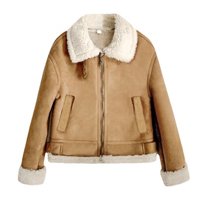 落落狷介羊羔毛女装麂皮绒外套