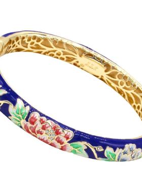 铜复古女闺蜜景泰蓝珐琅手镯包邮