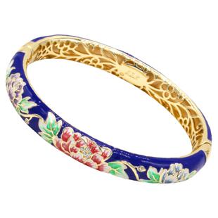 北京颐和园景泰蓝珐琅手镯女大圈椭圆铜镀金复古闺蜜送礼包邮活口