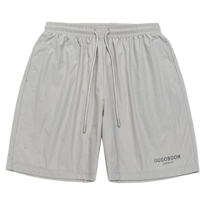 GOGOSOON夏季新款休闲裤短裤76g男防泼水字母印花松紧腰直筒宽松Q