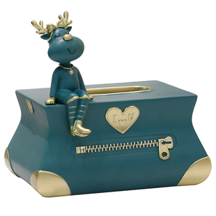 鹿家用纸巾盒客厅茶几收纳盒轻奢创意女生房间桌面餐巾纸盒子可爱