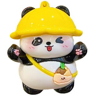 原创成都出游花花可爱卡通熊猫公仔钥匙扣书包背包挂件闺蜜礼物女