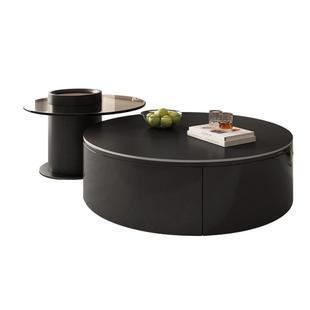 帕沙曼 岩板茶几客厅家用小户型大小圆茶几现代简约高级感小边几