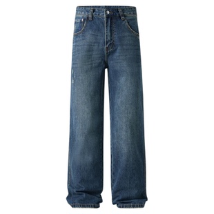 【水洗大牛】直筒牛仔裤男2025秋季新款 美式复古脚口磨烂长裤