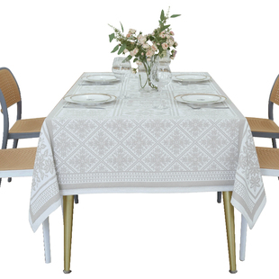 ekelund全棉桌布轻奢高级感提花餐桌布复古氛围感长方形茶几盖布