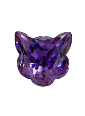 新品7*7MM紫红色猫头异形小众尖底高碳钻 耳钉戒指diy镶嵌主石